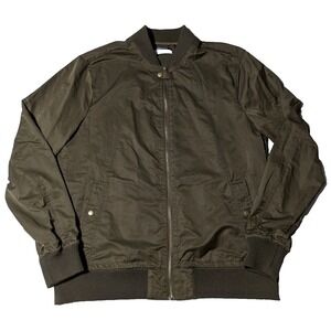 ROBERT GELLER + FIVE FOUR Men Large Brown Nylon Blend Bomber Windbreaker EUC